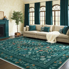 Celeste Washable Vintage Floral Green Area Rug Area Rugs Lahome