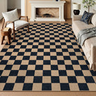 Colette Washable Checkered Easy Jute Black Indoor/Outdoor Rug Easy Jute Area Rug Lahome 9' x 12'