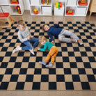 Colette Washable Checkered Easy Jute Black Indoor/Outdoor Rug Easy Jute Area Rug Lahome
