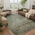 Lahome Washable Vintage Persian Dark Green Area Rug for living room.