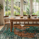 Rava Washable Wild Tiger Green Rug Area Rugs Lahome