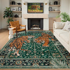 Rava Washable Wild Tiger Green Rug Area Rugs Lahome 9' x 12'