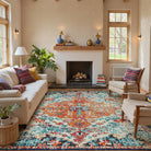 Reine Washable Bohemian Floral Medallion Orange Rug Clearance Rugs Lahome 9' x 12'