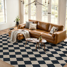Coline Washable Geometric Checkered Easy Jute Black Indoor/Outdoor Rug Easy Jute Area Rug Lahome 9' x 12'