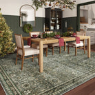 Mirae Washable Vintage Persian Dark Green Rug Area Rugs Lahome 9' x 12'