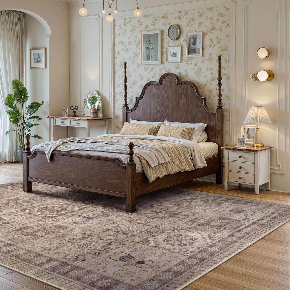 Zoe Washable Neutral Textured Vintage Insect Rose Gold Rug Area Rugs Lahome
