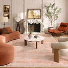 Audrey Washable Modern Neutral Floral Pink-Orange Rug Area Rugs Lahome