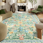 Sylvie Washable Boho Modern Parisian Garden Floral Green Rug Area Rugs Lahome 9' x 12'