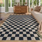 Colette Washable Checkered Easy Jute Black Indoor/Outdoor Rug Easy Jute Area Rug Lahome 9' x 12'