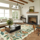 Flore Washable Boho Modern Parisian Floral Beige Rug Area Rugs Lahome