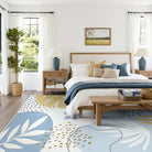 Kiki Washable Forest Theme Botanical Print Blue Rug Area Rugs Lahome