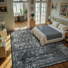 Margot Washable Vintage Distressed Black/Grey Rug Area Rugs Lahome