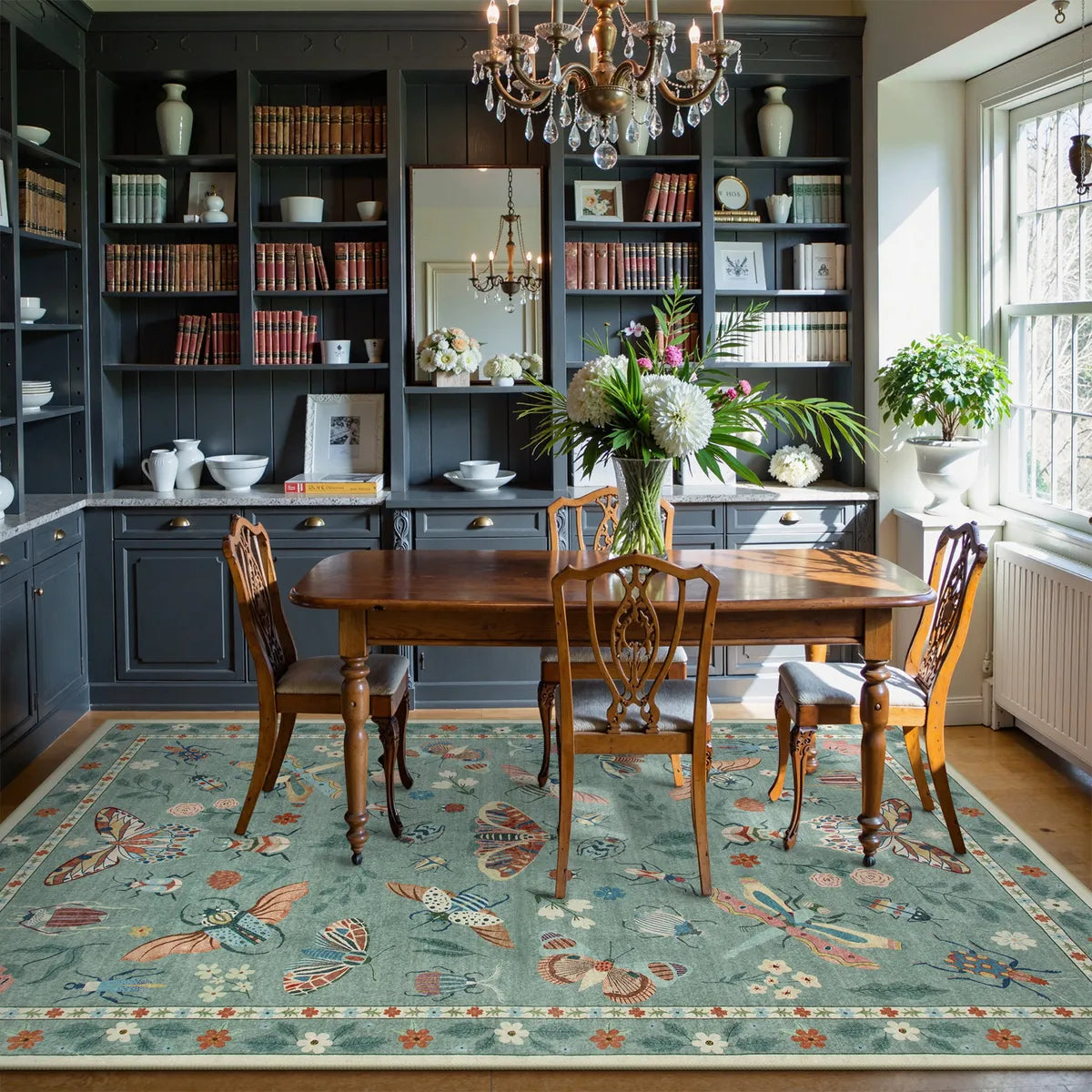 Vionnet Modern Parisian Insect Light Green Area Rug - Lahome