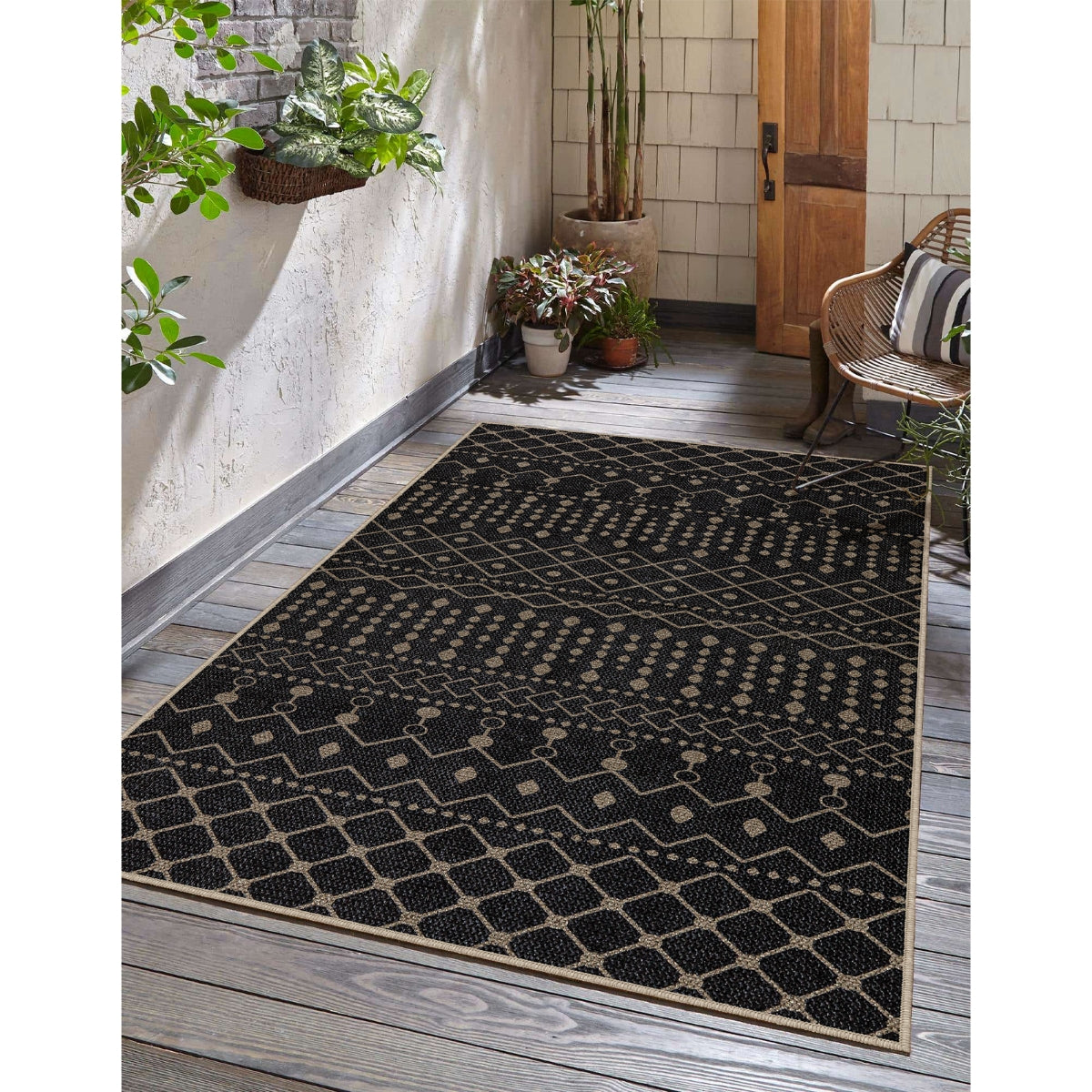 Aude Farmhouse Tribal Easy Jute Black Rug