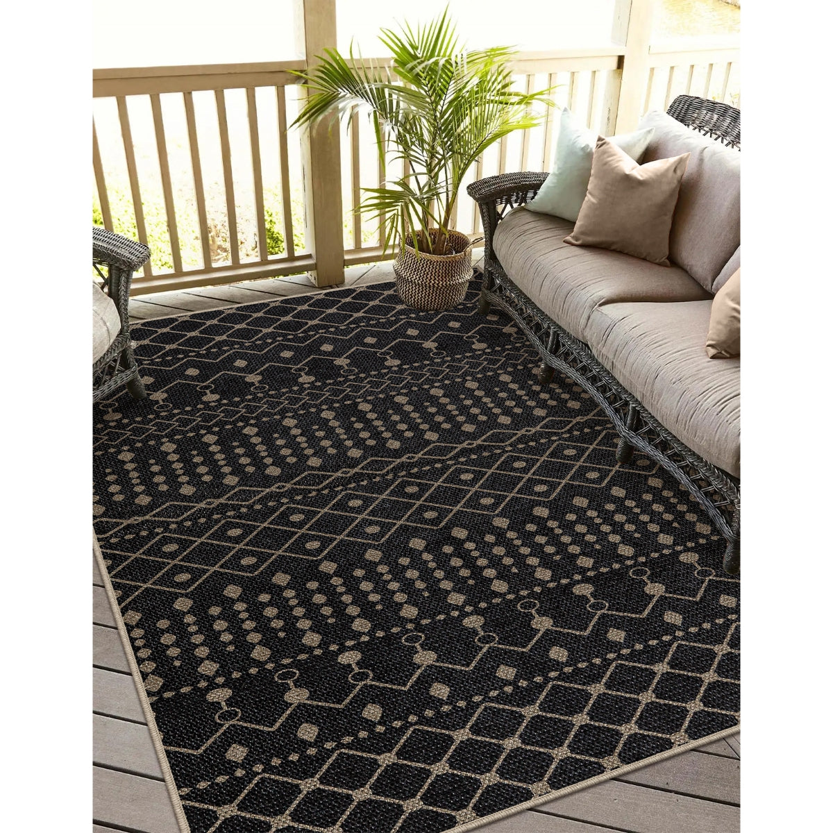 Aude Farmhouse Tribal Easy Jute Black Rug