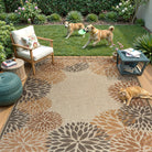 Aveline Washable Persian Floral Easy Jute Beige Indoor/Outdoor Rug Area Rugs Lahome 5' x 7'