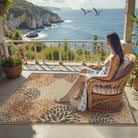 Aveline Washable Persian Floral Easy Jute Beige Indoor/Outdoor Rug Area Rugs Lahome