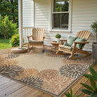 Aveline Washable Persian Floral Easy Jute Beige Indoor/Outdoor Rug Area Rugs Lahome