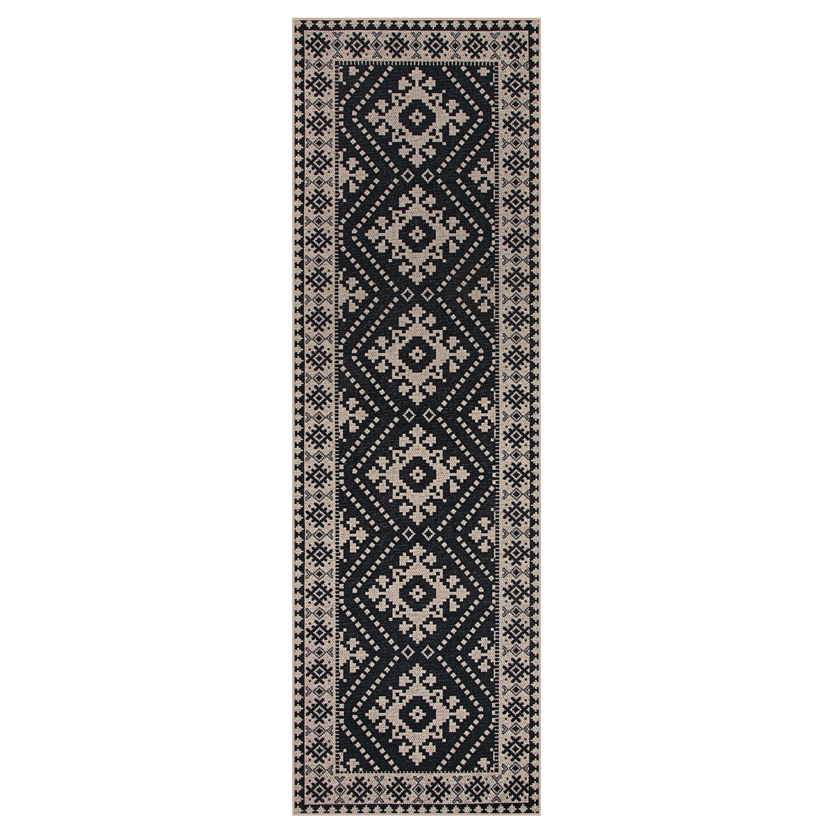 Bijou Moroccan Geometric Easy Jute Natural Black Area Rug