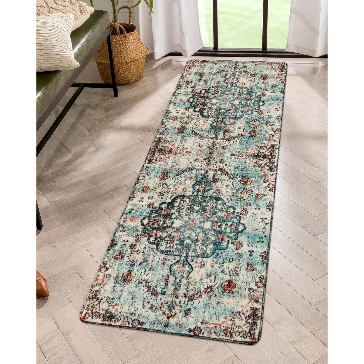 Bohemian Medallion Area Rug,3X5 Boho Bathroom Rug,Non-Slip