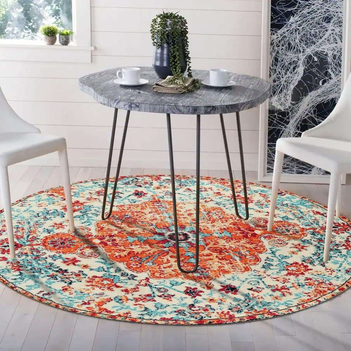 Bohemian Floral Medallion Area Rug