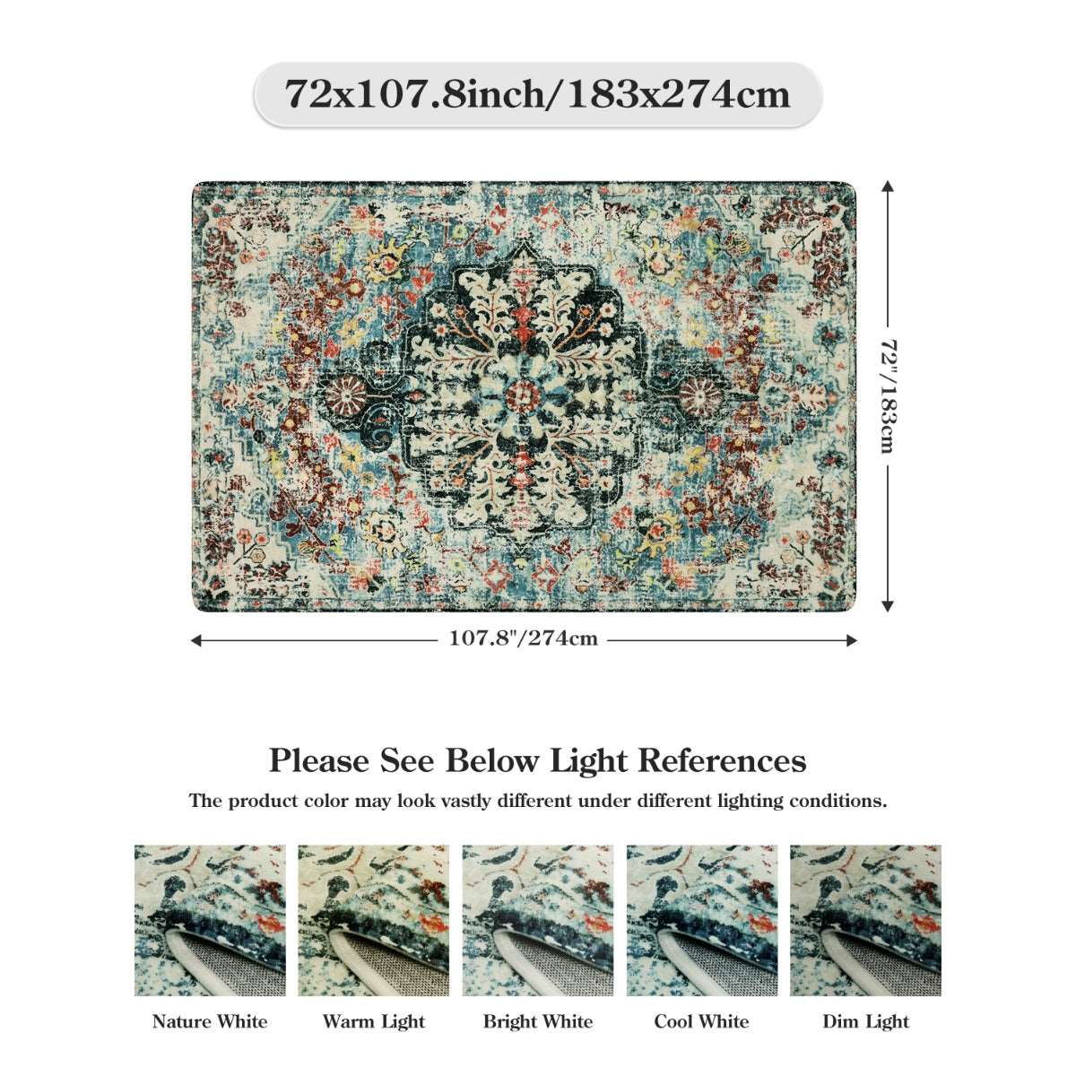 Lahome Bohemian Floral Medallion Area Rug