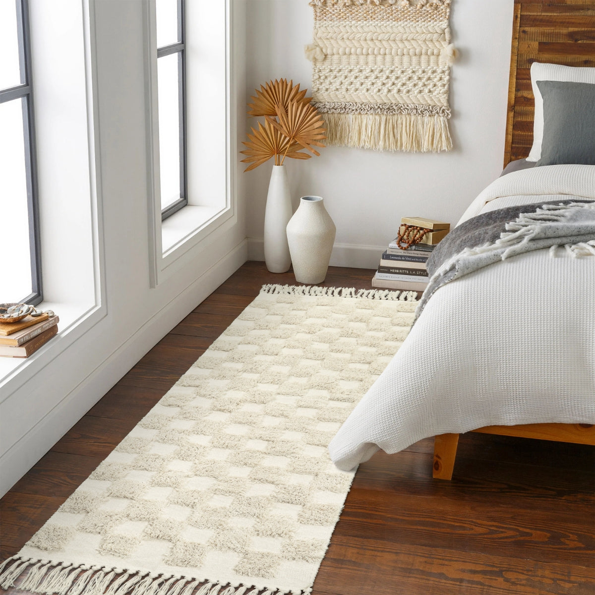 Lahome Boho Bathroom Rugs, Small 2x3 Entry Rug Washable Front Door Bath Mat  Woven Cotton Area Rug with Tassels, Farmhouse Non-Shedding Lightweight
