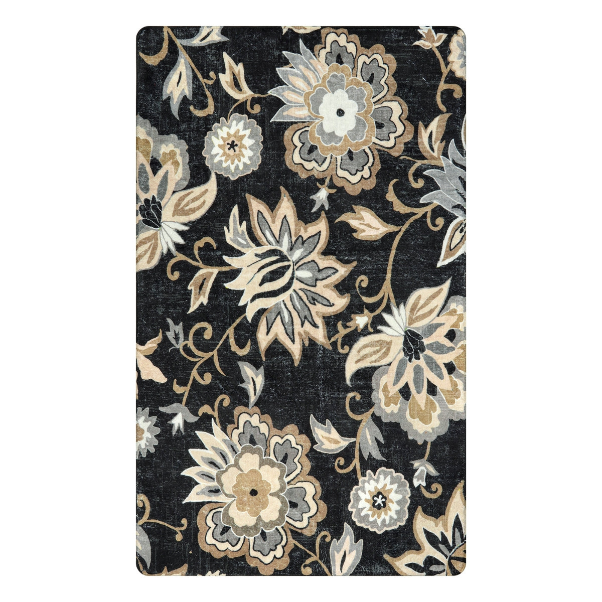Cloris Paisley Modern Bright Floral Black/Tan Area Rug