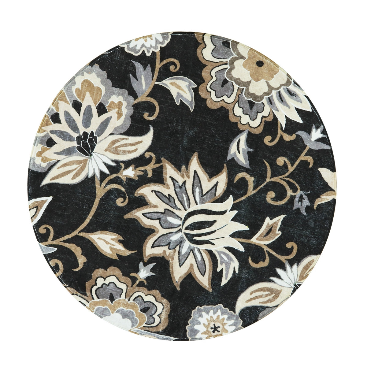 Cloris Paisley Modern Bright Floral Black & Tan Area Rug