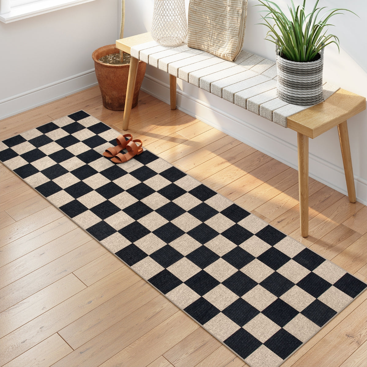 jute checkered rug