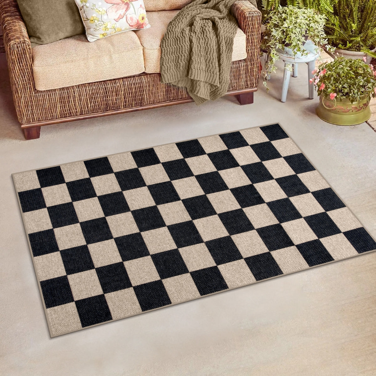 jute checkered rug