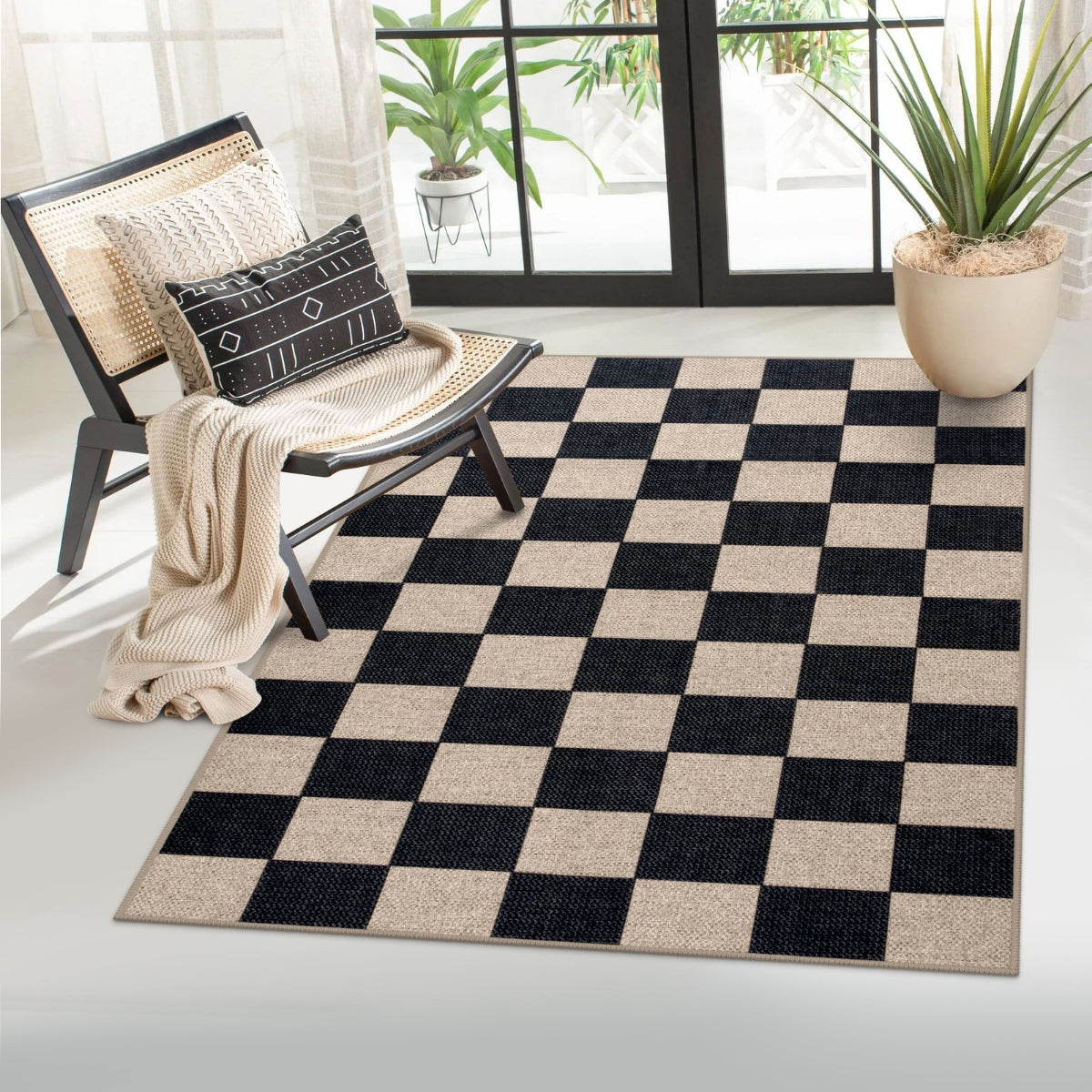 jute checkered rug