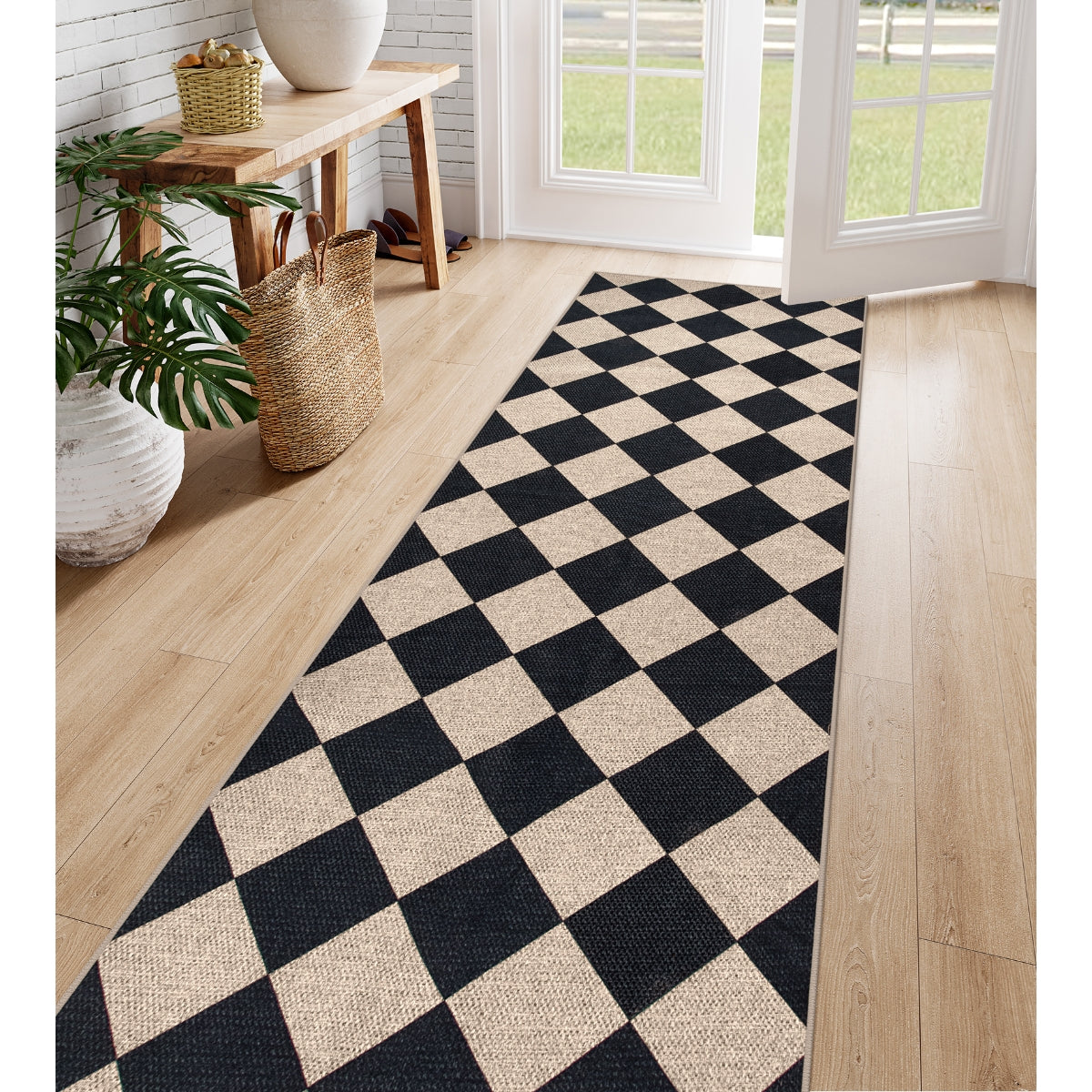 checkered jute rug