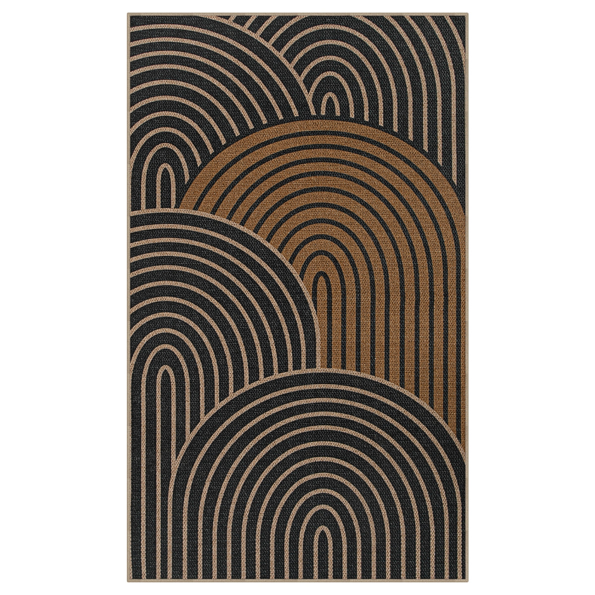 Enora Modern Abstract Rainbow Easy Jute Black/Nature Rug