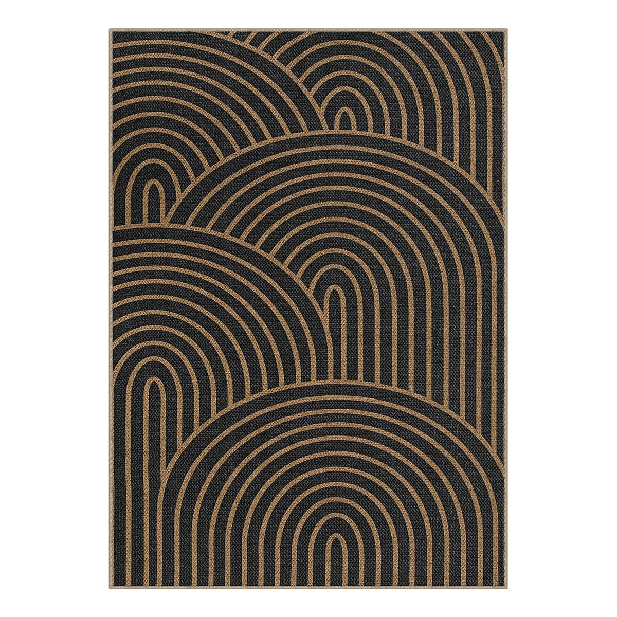 Enora Modern Abstract Rainbow Easy Jute Black Rug