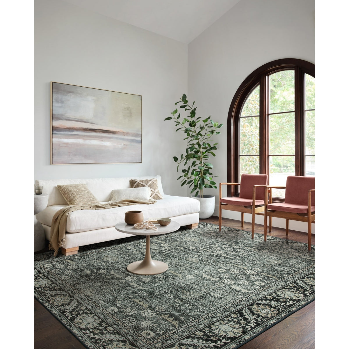 Eternal Traditional Vintage Distressed Green Area Rug
