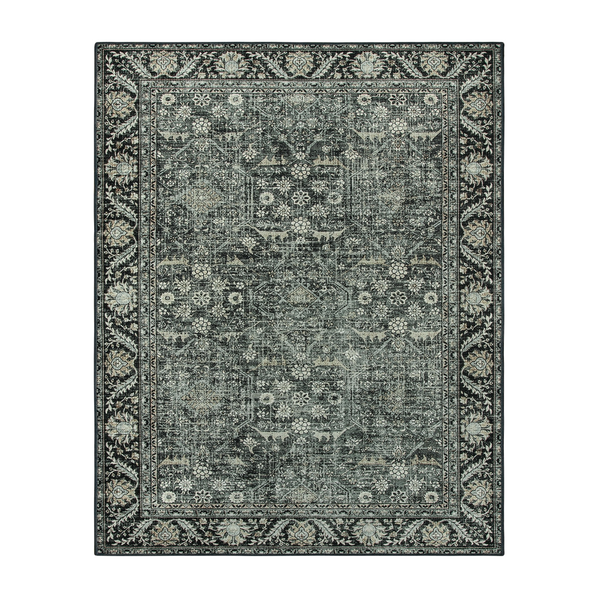 Eternal Traditional Vintage Distressed Green Area Rug