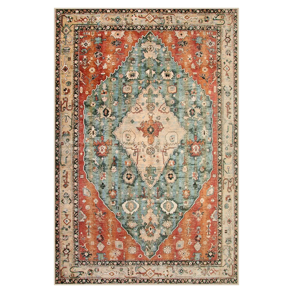 Felice Boho Tribal Rostrot Waschbarer Teppich Area Rugs Lahome