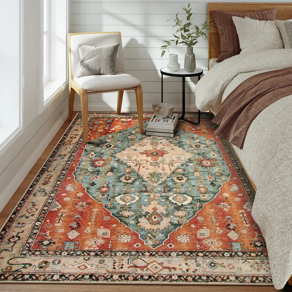 Felice Boho Tribal Rostrot Waschbarer Teppich Area Rugs Lahome