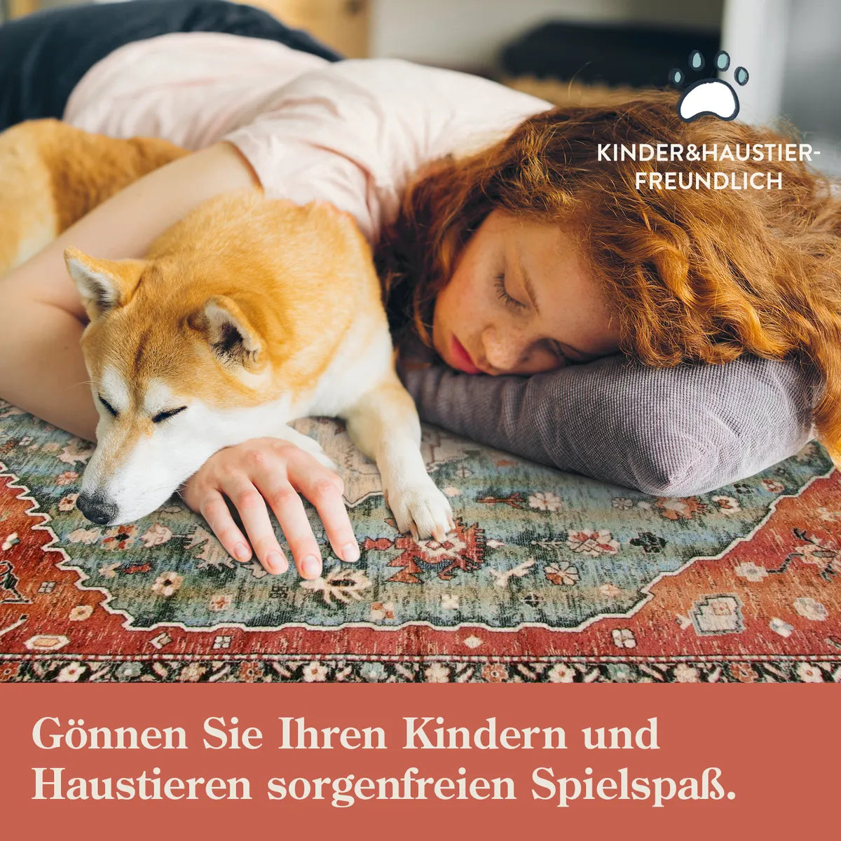 Felice Boho Tribal Rostrot Waschbarer Teppich Area Rugs Lahome