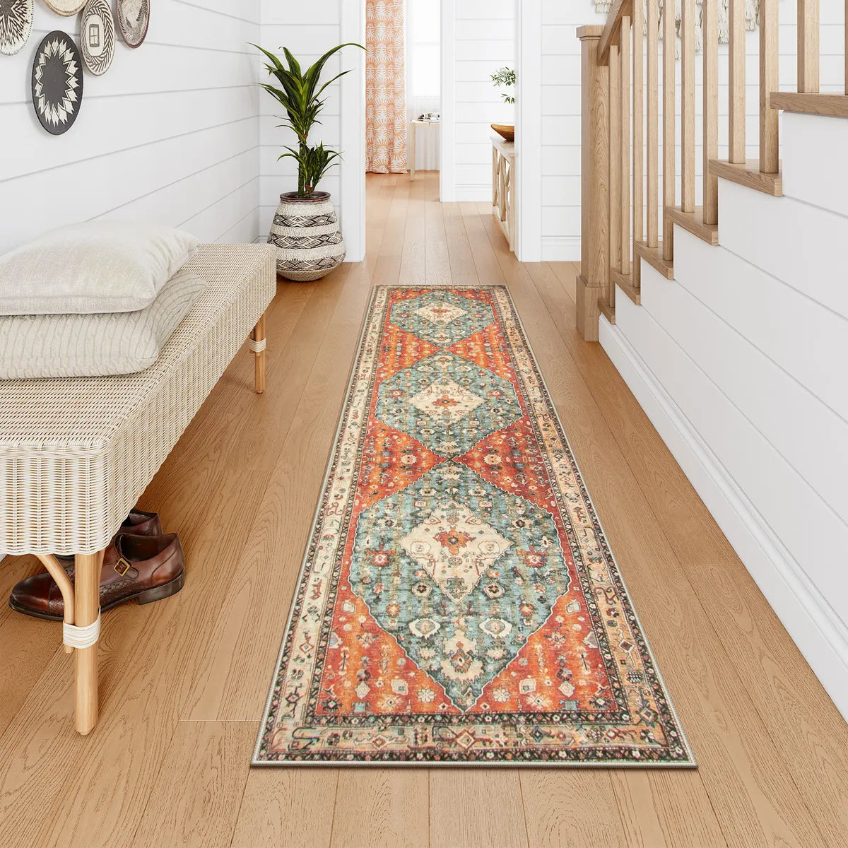 Felice Boho Tribal Rostrot Waschbarer Teppich Area Rugs Lahome