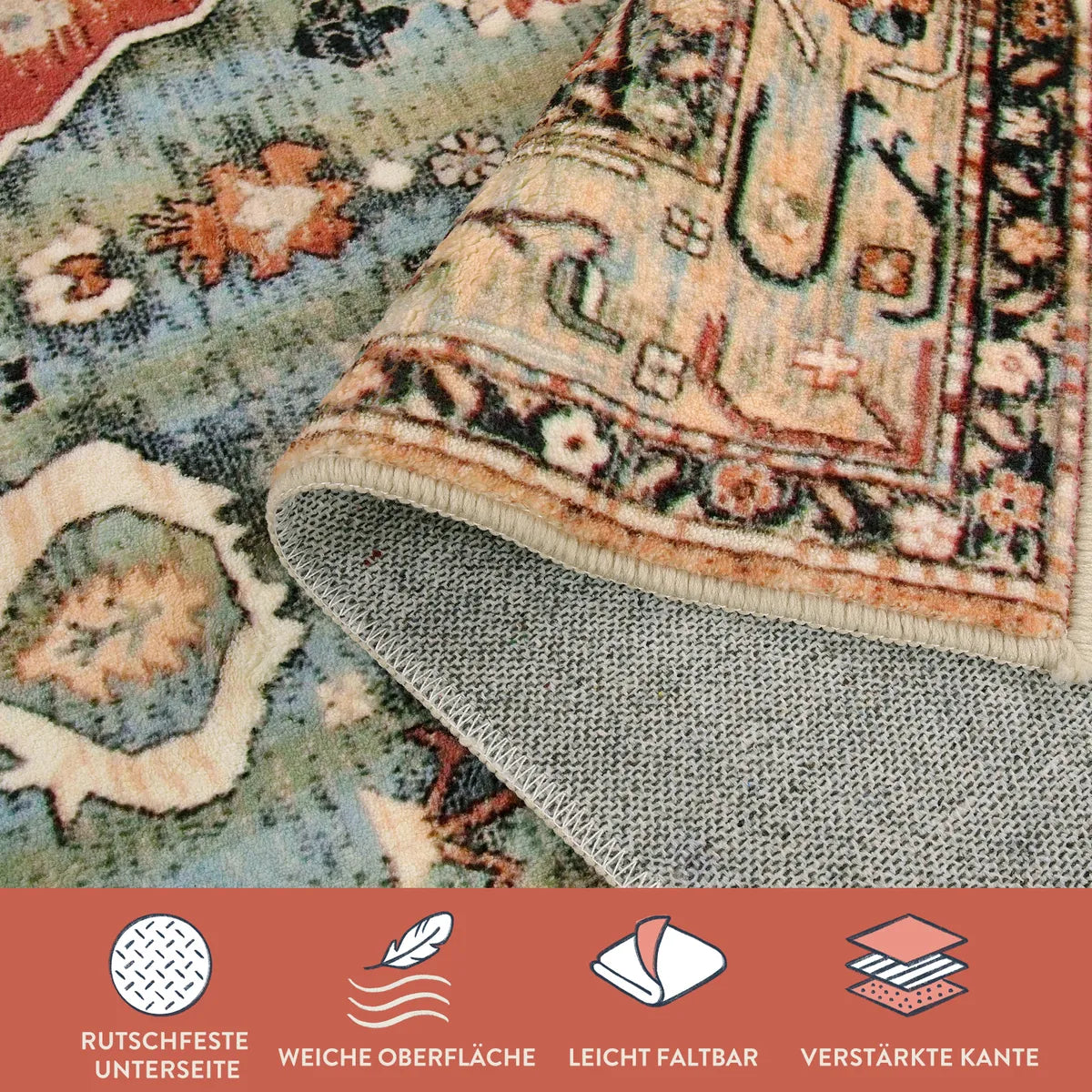 Felice Boho Tribal Rostrot Waschbarer Teppich Area Rugs Lahome