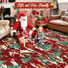 Gabriel Christmas Washable Cottage Lights Forest Animals Red Rug Area Rugs Lahome