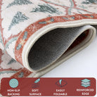 Glace Christmas Washable Tree and Reindeer Pink/Beige Rug Area Rugs Lahome