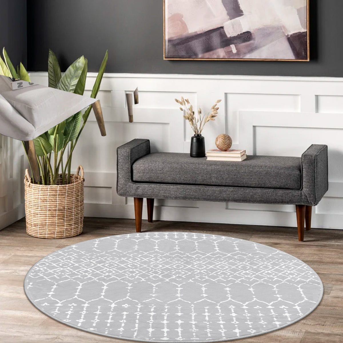 Hana Moroccan Geometric Grey Area Rug