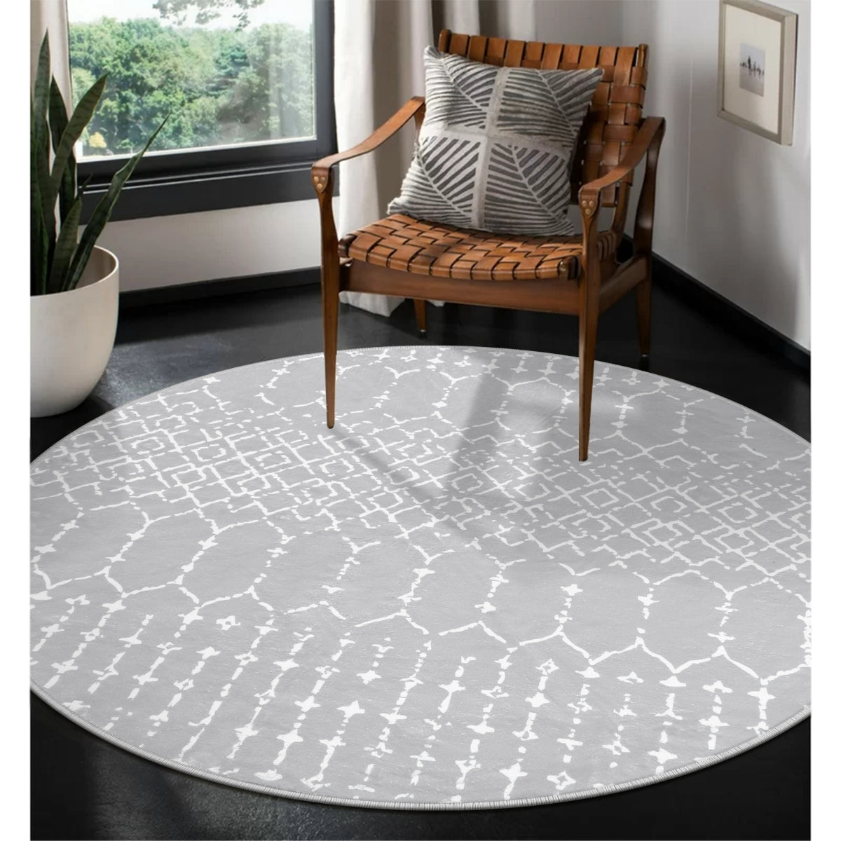 Hana Moroccan Geometric Grey Area Rug