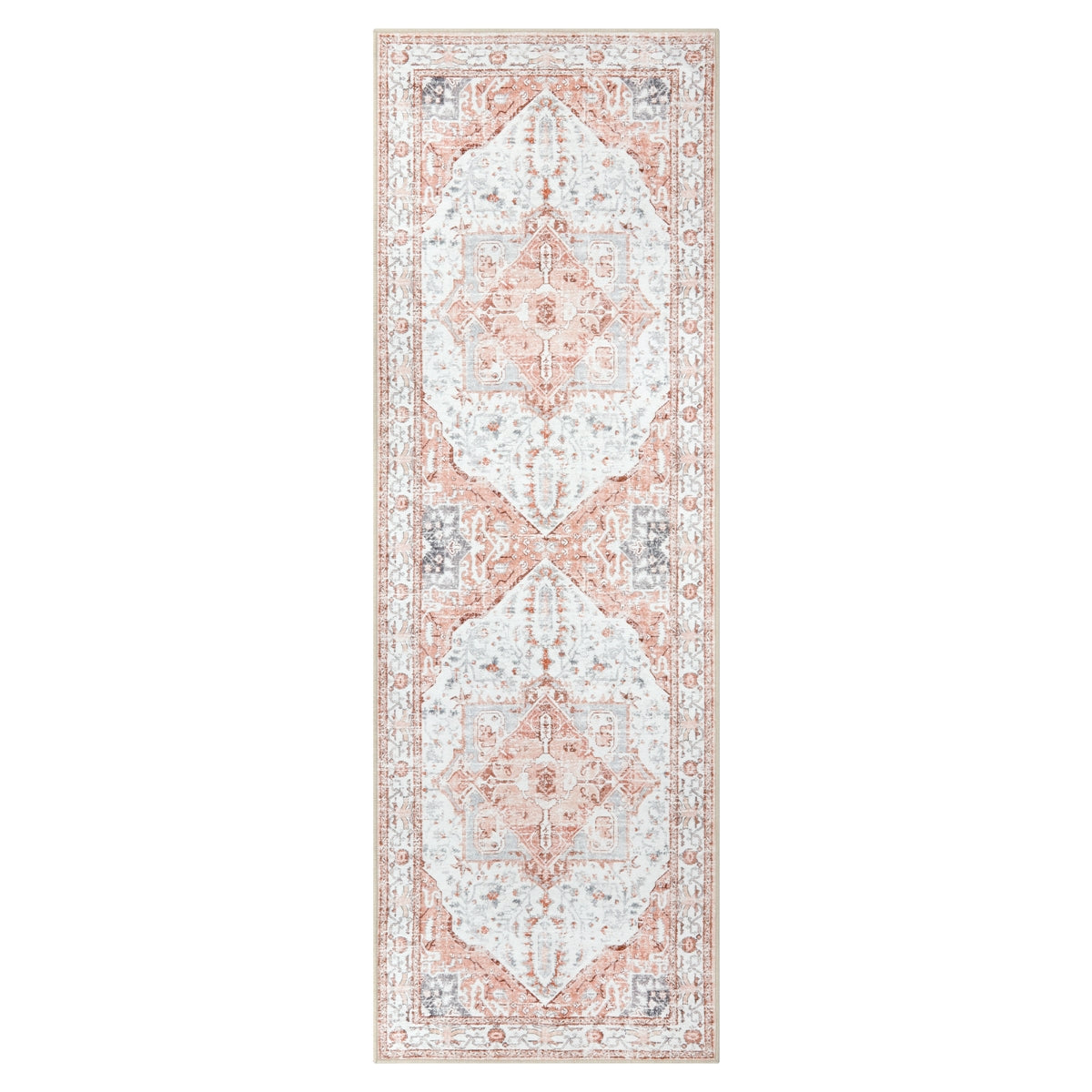 Harriet Traditional Medallion Distressed Pink Area Rug