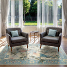 Jardina Washable Vintage Botanical Birds Blue Rug Area Rugs Lahome