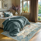 Jardina Washable Vintage Botanical Birds Blue Rug Area Rugs Lahome