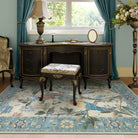 Jardina Washable Vintage Botanical Birds Blue Rug Area Rugs Lahome